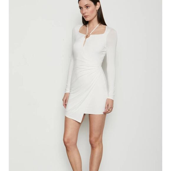 Bailey 44 Burman Dress in To Be Me Crème Long Sleeve Halter Sz Medium NWT - Picture 4 of 10